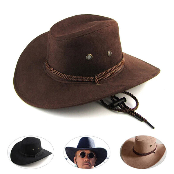 Cowboy Hat Unisex Faux Leather Sunhat Wild Brim Panama Hat Visor Hats Fashion AU