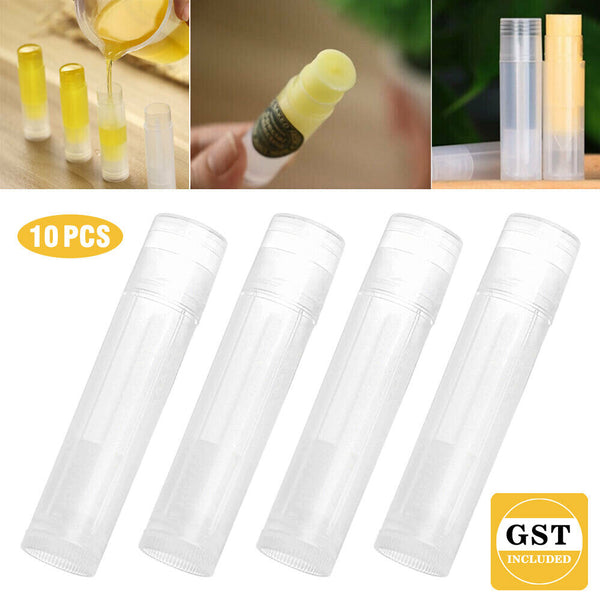 10PCS DIY 5g Clear Empty Lipstick Caps Transparent Container Lip Balm Tubes