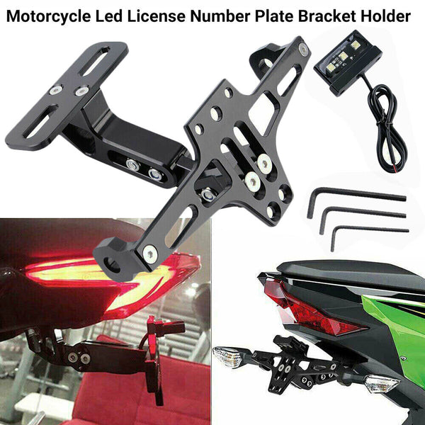 Universal Motorcycle Fender Led License Number Plate Bracket Holder Tidy Tail