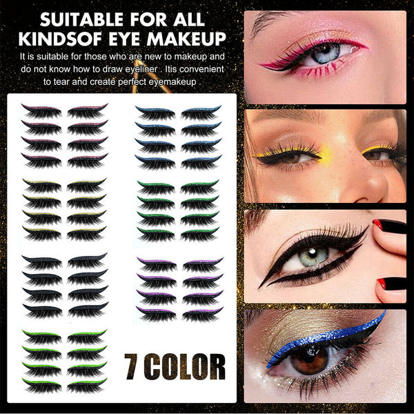 Reusable Eyeliner and Eyelash Stickers False Eyelashes Sequin Eye Shadow