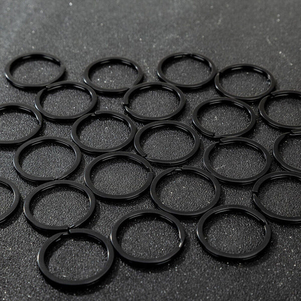 30pcs Key Ring Chain Split Rings Heavy Duty Keychain Accessories Gift 25mm black