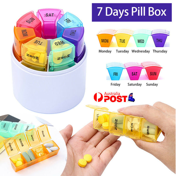 Pill Box 7-day Large organiser Tablet Container Case Medicine Storage Dispenser