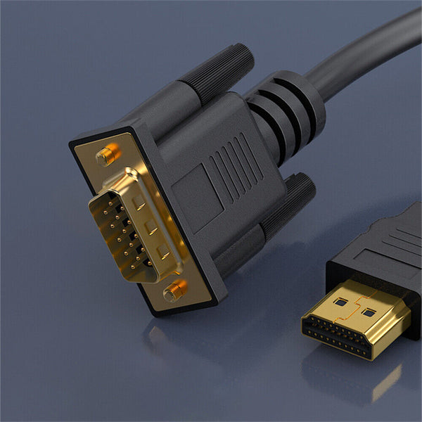 HDMI Male to VGA Male Cable Monitor Lead Full HD 1080P Converter Laptop Adapter