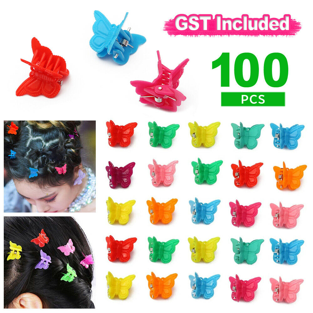 100pcs Butterfly Mini Hair Clips Hair Jaw Hair Styling Claws Barrettes Kids Girl