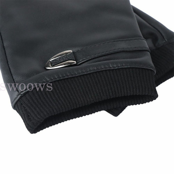 Mens Motorcycle Fingerless Leather Half Finger Driving Biker Black Gloves