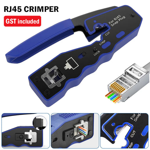 RJ45 EZ Crimper Cat5e 6 7 HD Pass Through Network Connector Crimping LAN Tool AU