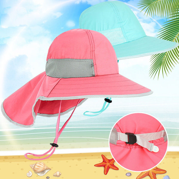 Children Kids Wide Brim Sun Hat Bucket UV Cap Outdoor Travel Summer Beach Hat