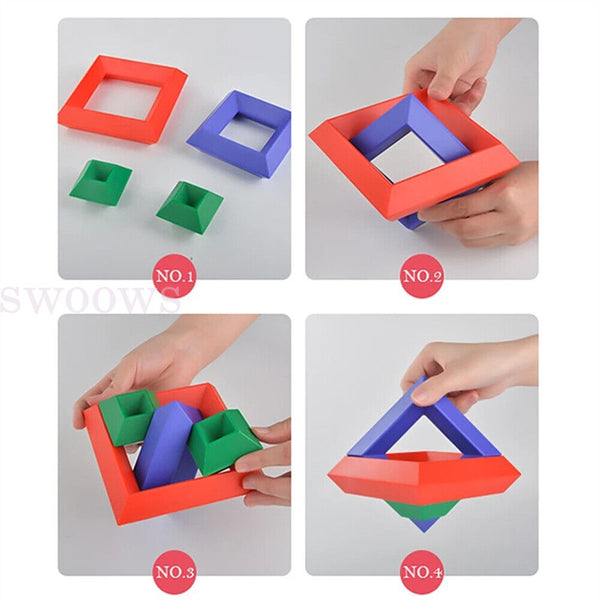 15pcs Pyramid Stacking Nesting Building Blocks Sensory Blocks for Preschool Kids