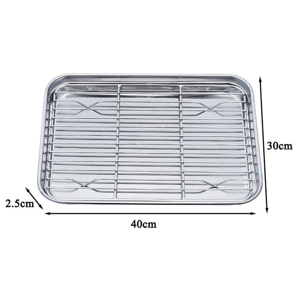 Stainless Steel Baking Tray Oven Pan with Cooling Rack Oven Tray Rack40*30*2.5cm