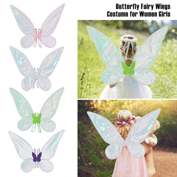 1/4PCS Butterfly Fairy Wings Costume for Women Girls Sparkle Princess Angel Wing