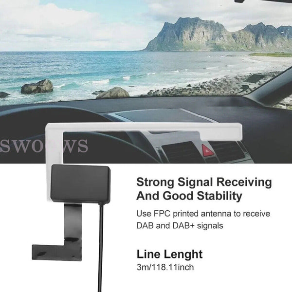 Glass Mount DAB Aerial Digital Car Radio Antenna with SMB Connector