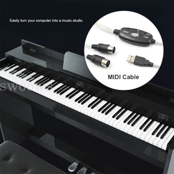 NEW USB IN-OUT MIDI Interface Cable Converter PC IN Music Keyboard Adapter Cord