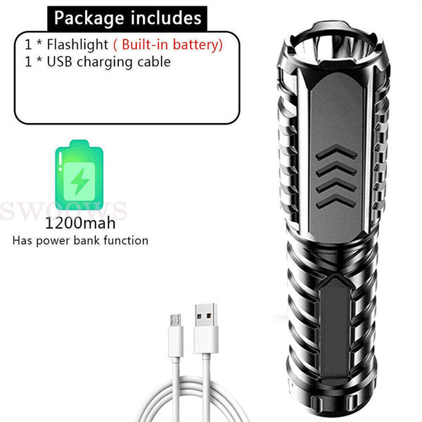 Lilyasion Flashlight Multifunctional Rechargeable Flashlight for Outdoor BLACK