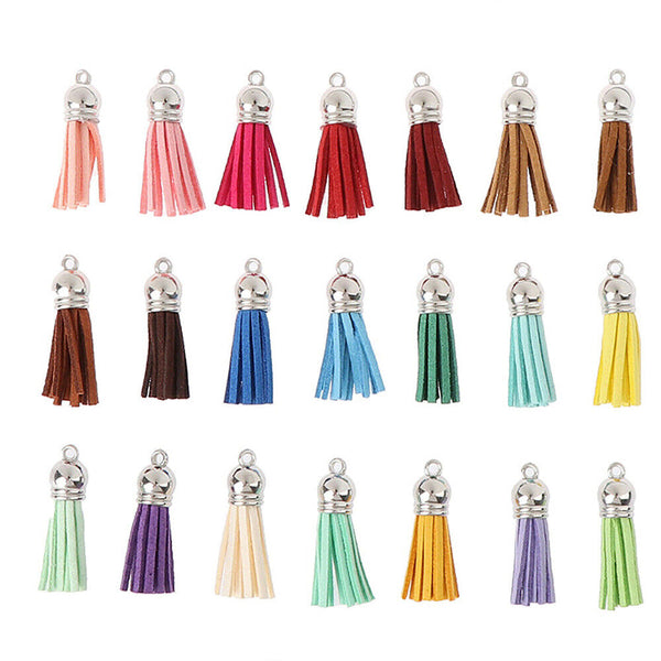 50x Leather Key Chain Ring Tassel Pendants Bulk Keychain Crafts Jewelry Making