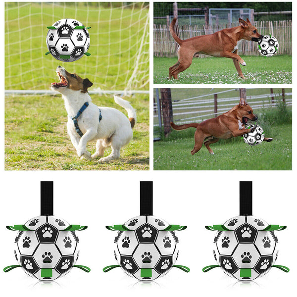 Dog Ball Interactive Soccer Toy Pet Football with Grab Tabs Tug Water Outdoor AU