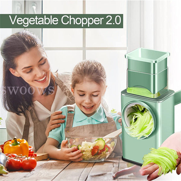 Kitchen Vegetable Food Manual Rotary Drum Grater Chopper Slicer Cutter Shredder