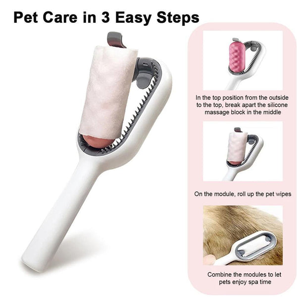 Universal Pet Knots Remover,Multifunctional Pet Cleaning Brush with Wipes BEST