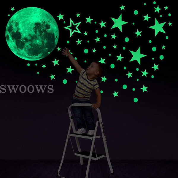 435 Wall Stickers Luminous Stars Moon Planet Glow In The Dark Nursery Kids Room