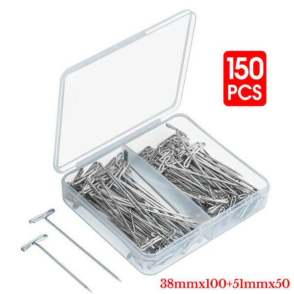 SILVER METAL T PINS 32/38/51MM MODELLING CRAFTS SEWING MACRAME WIGS DIY