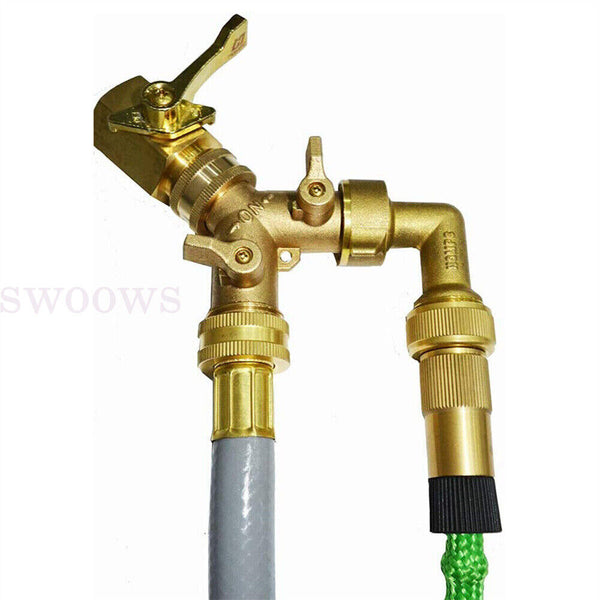 Water Hose Splitter Heavy Duty 2 Way Solid Brass Y Valve Female Connector Garden