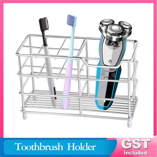 Non-Slip Organizer Toothbrush Holder Stainless Steel Stand Bathroom Toothpaste