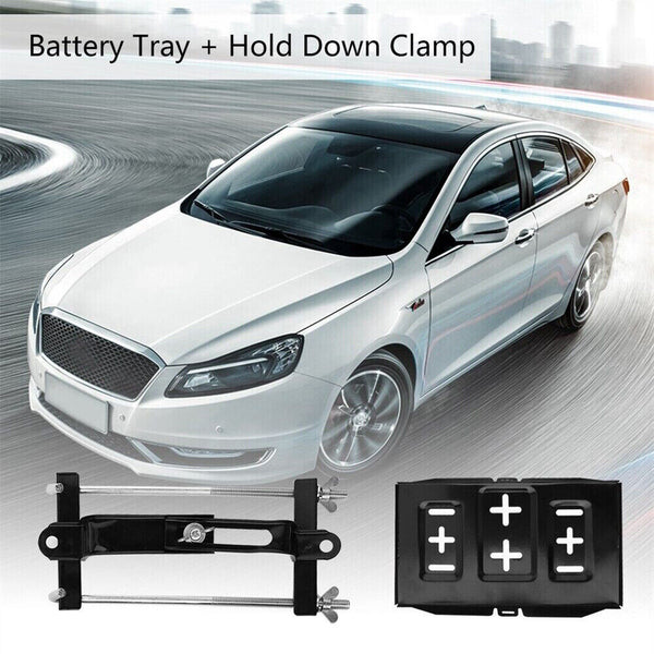 Universal Metal Car Battery Tray Adjustable Hold Down Clamp Bracket Kit Cycle AU