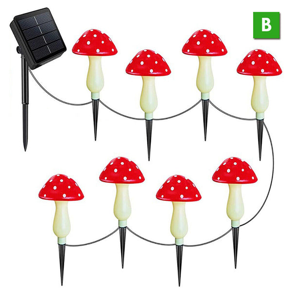 Solar Mushroom Fairy String Lights LED Outdoor Garden Ornament Statues Yard Deco