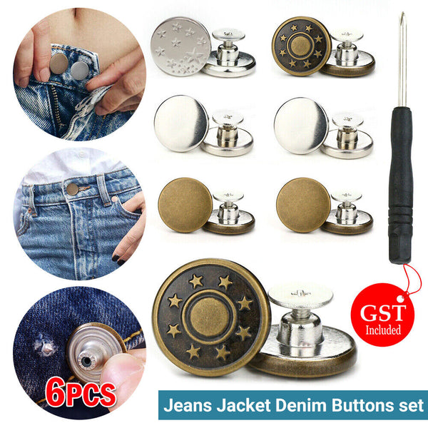 6pcs 17mm Jeans Jacket Denim Buttons Press Repair Tack Replacement No Sewing Mix