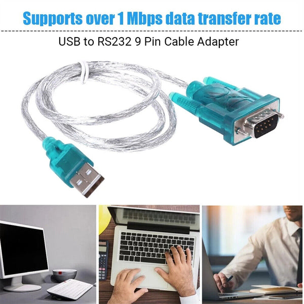 USB to 9 pin RS232 Cable COM Port Serial Adapter Converter 2.0 WINDOWS 11/10/7