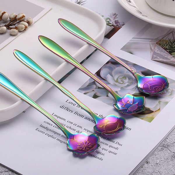 8pcs Spoon Long Handle Dessert Tea Coffee Mixing Spoon Stainless-Steel Teaspoons