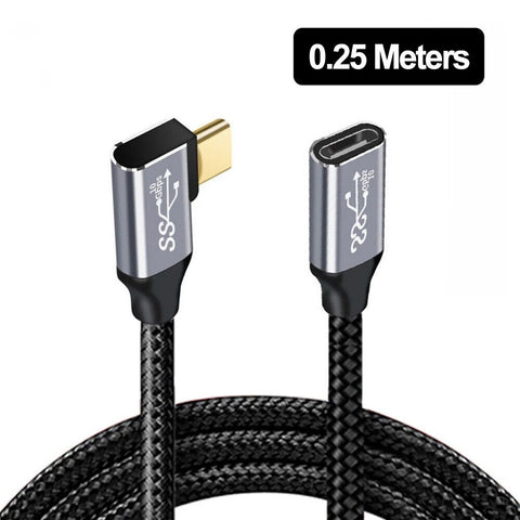 100W 10Gbps Right Angled USB-C Type-C Male to Female Extension Data Cable Cord