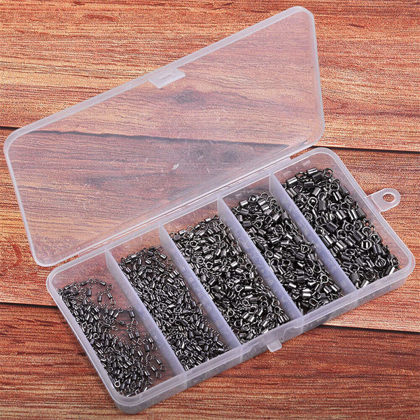 250PCS/Box Fishing Ball Bearing Swivels Solid Ring Hooks Connectors Tackle Tools