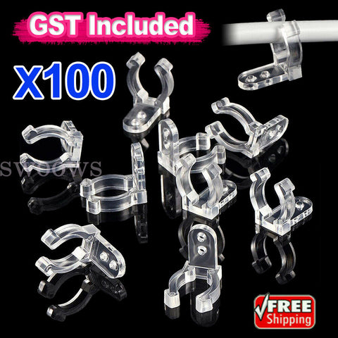 100pcs Clips Holder Hooks For LED Rope Light 11mm - 13mm Wall Mount & Bar Mount