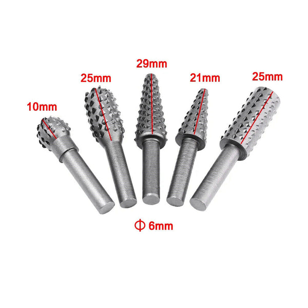 5 PCS Rotary Rasp Steel Solid Carbide For Dremel Rotary Tool Bit Accessories AU