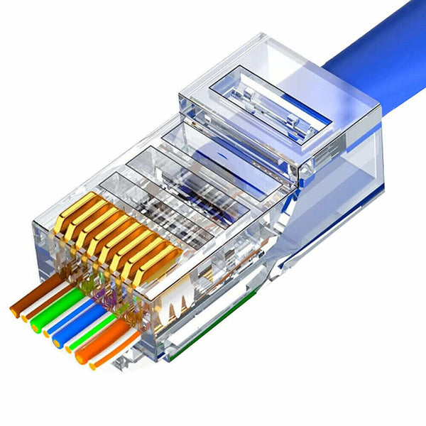 50X RJ45 Pass Through CAT6 Connector Modular Plug CAT5e CAT5 Network Ethernet