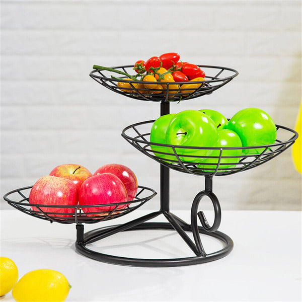 3 Tier Metal Fruit Vegetable Basket Bowl Holder Stand Storage Kitchen Decorative