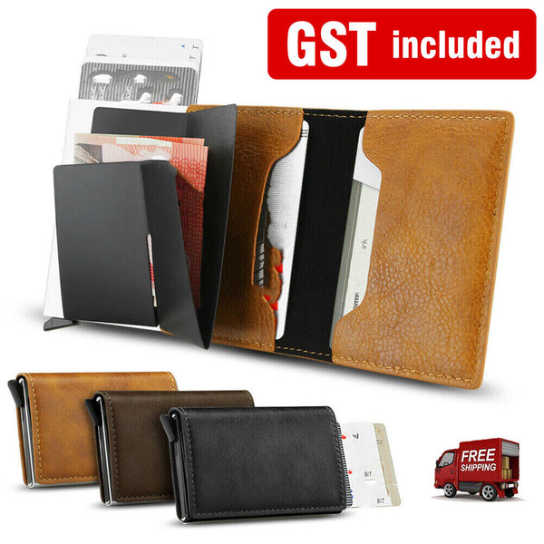 New Leather Credit Card Holder Men's Money Cash Wallet Clip RFID Blocking Purse