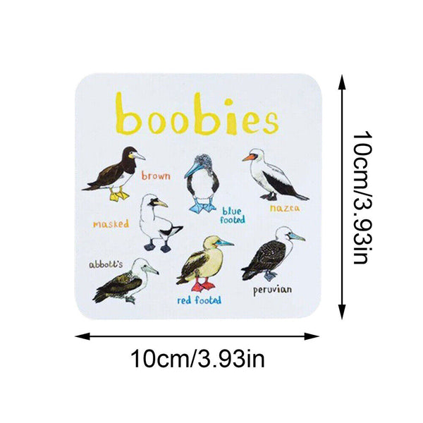 Set of 6 Bird Pun Coasters Funny Coasters Table Protect Cup Mugs Mat for Drink