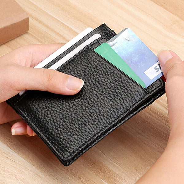 Mens Slim RFID Blocking Bifold Wallet Minimalist Black Credit Card Holder Pouch