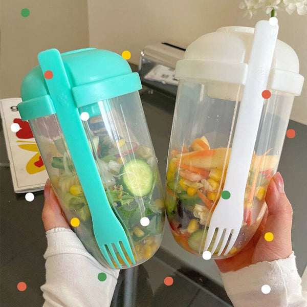 1-4 Portable Salad Cup w/Fork Large Capacity Multipurposes Picnic Bento Food Box