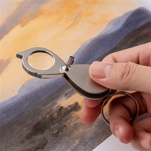 Portable 15X Folding Key Ring Mini Magnifier Key Chain Magnifying Glass Loupe AU