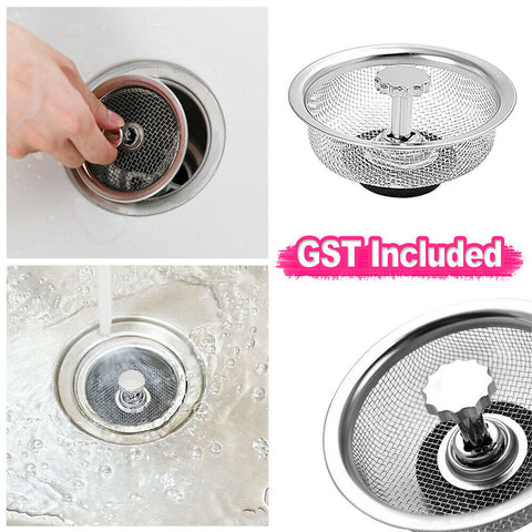 2X Kitchen Waste Sink Strainer Stainless Steel Waste Plug Filter Drain Stopper