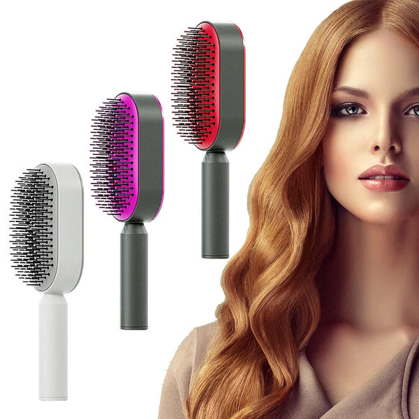 New Hair Brush Self-cleaning Air Cushion Comb Comfortable for Salon Hairdress AU