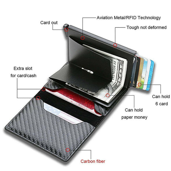 1-3Credit Card Holder PULeather Men's Money Cash Wallet Clip RFID Blocking Purse