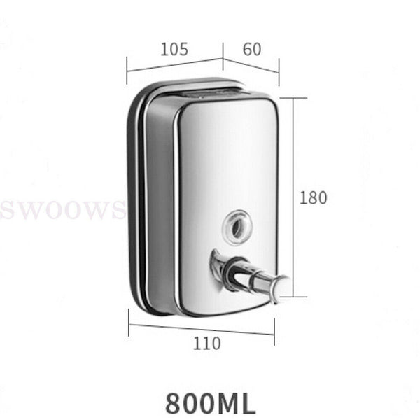 STAINLESS STEEL COMMERCIAL GRADE POLISHED LOTION SOAP DISPENSER 500/800/1000ML