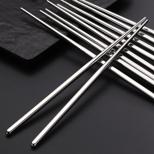 Stainless Steel Chopsticks Asian Japanese Chinese Dinner Metal Reusable Cutlery