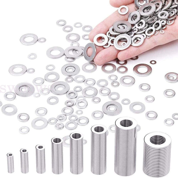 1 Box Kit Nut And Bolt Set Gasket Flat Ring Seal Stainless Steel Washer