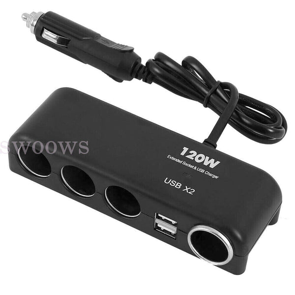 4 Way 12V USB Car Cigarette Splitter Lighter Charger Socket Adapter Plug Power