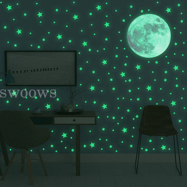 435 Wall Stickers Luminous Stars Moon Planet Glow In The Dark Nursery Kids Room