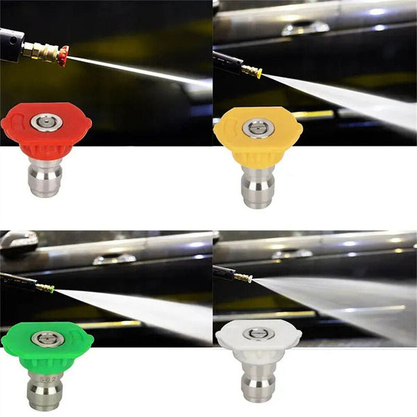 5Pcs High Pressure Washer Spray Nozzles Variety Degrees Quick Connect Tip NEW